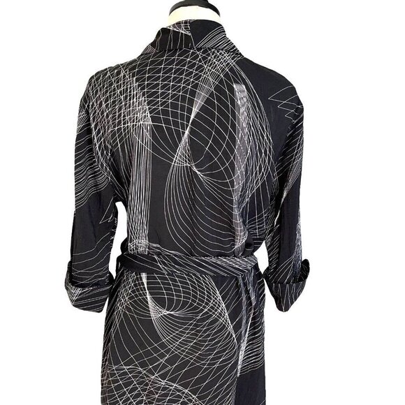 Smash + Tess Lightweight Robe Duster Womens Size M L Rayon Nylon Black White - Picture 7 of 9